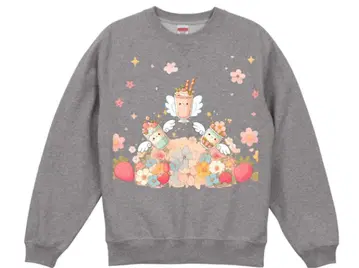 래글런 슬리브 크루넥 맨투맨 (파일 안감) XXL 믹스 그레이 꽃