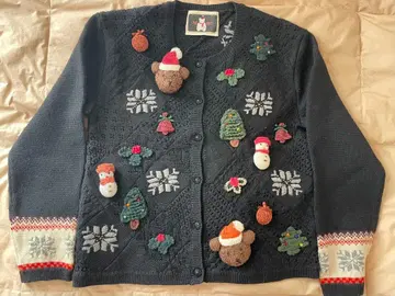 핑크하우스 크리스마스 모티브 니트 가디건