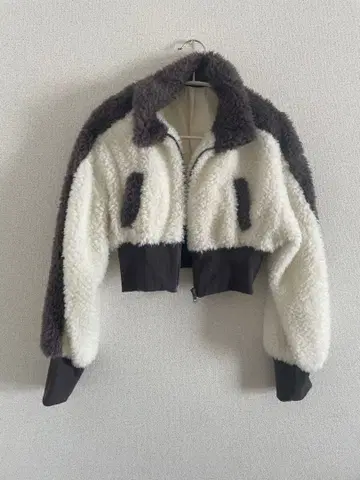 보아 자켓 플리스 화이트 그레이