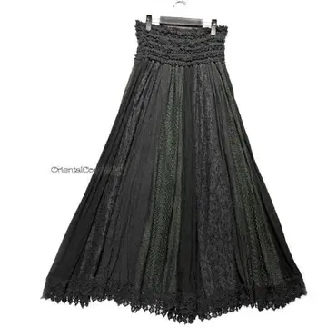 레이스 2종 & 코튼 2종 절개 플레어 스커트 A