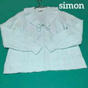 빈티지 베이비 블루 프릴 니트 가디건 이탈리아제