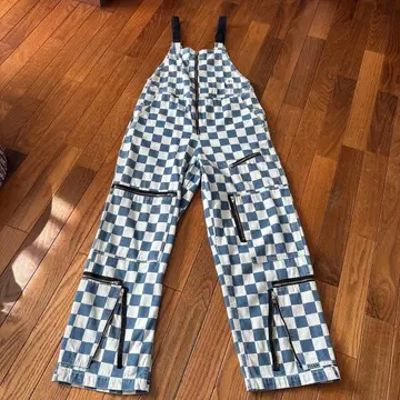 체크 무늬 오버롤