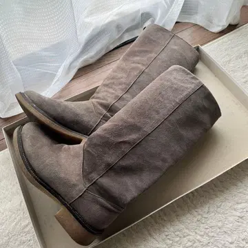 그레이 베이지 스웨이드 롱 부츠 23.5~14cm