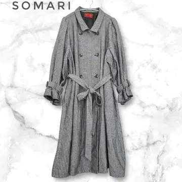 SOMARI 헤링본 코트 벨트 포함 루즈핏