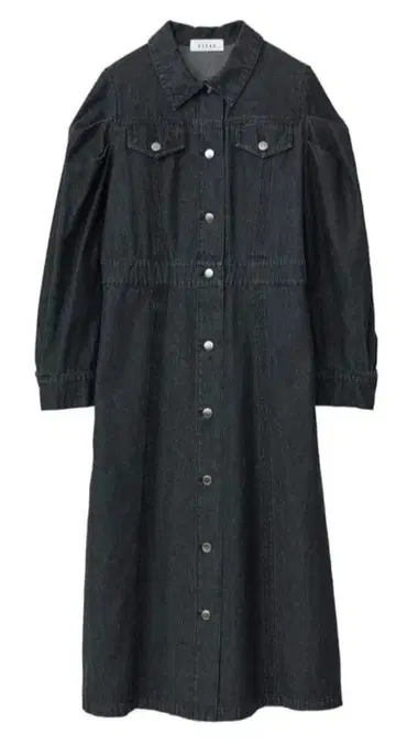 블랙 데님 롱 원피스 아우터로도