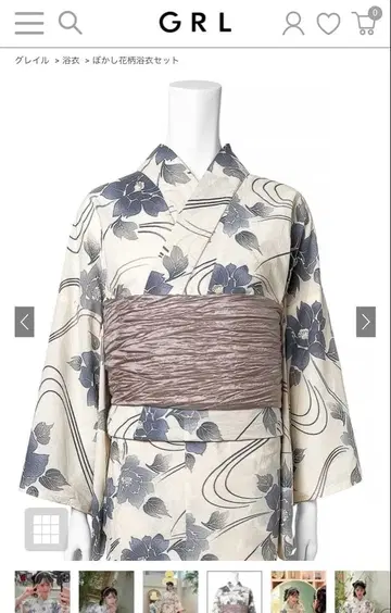 GRL 꽃무늬 유카타 오비 세트