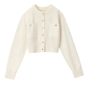 COCO DEAL 아이보리 퓨어 울 포켓 가디건 니트