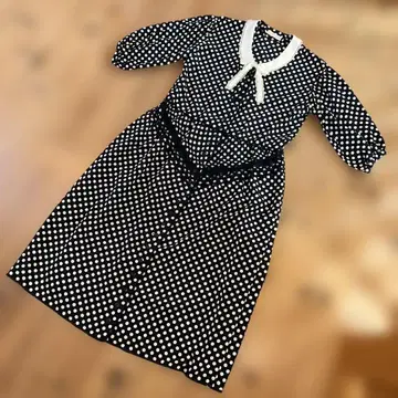 레트로 PINK HOUSE 물방울 패턴의 반팔 롱 원피스