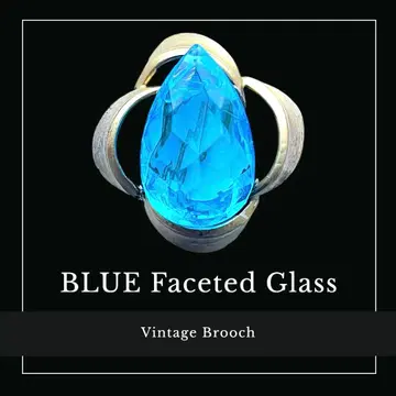 영국 빈티지 블루 우라늄 유리 오픈 백 브로치