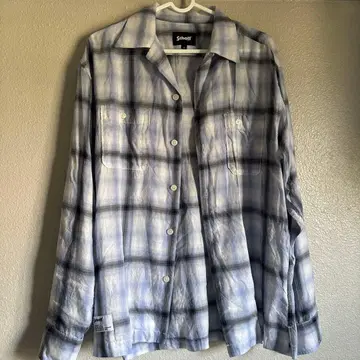 Schott M 체크 무늬 긴팔 셔츠