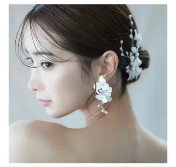 STELLA BRIDAL 화이트 플라워 귀걸이 블랑 앙쥬 II