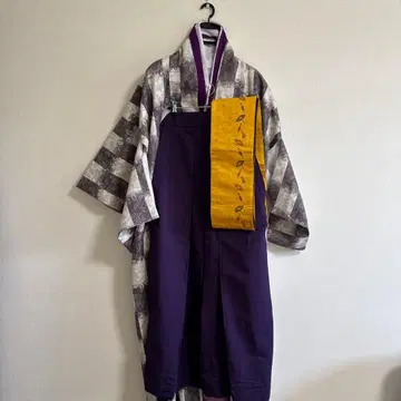 여성용 하카마 5세트 보라색 L 사이즈