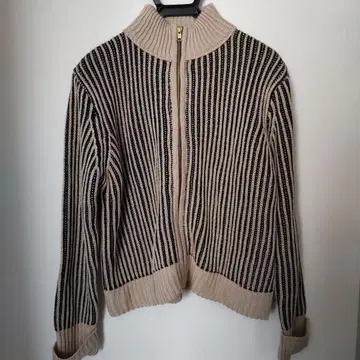 스트라이프 디자인 긴팔 가디건