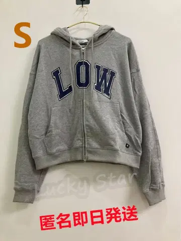 LOW classic 로고 그레이 크롭 후드티 S