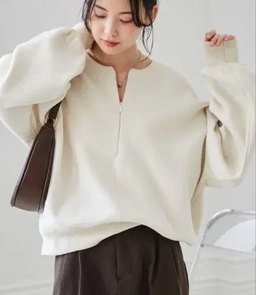 LANAN 하프 지퍼 맨투맨 라이크 니트