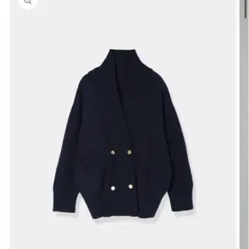 더블 브레스티드 니트 가디건 네이비