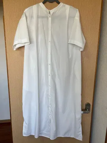 화이트 셔츠 원피스 반팔 롱 기장