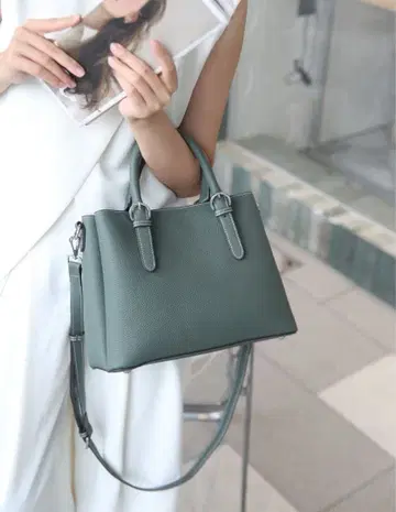 그린 합성 피혁 핸드백