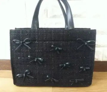 DIANA BAGS 다이애나 가죽 리본 트위드 토트백