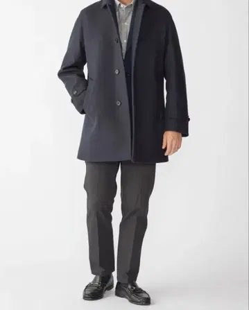 SHIPS: SUPER 140's 멜톤 카 코트 M 네이비