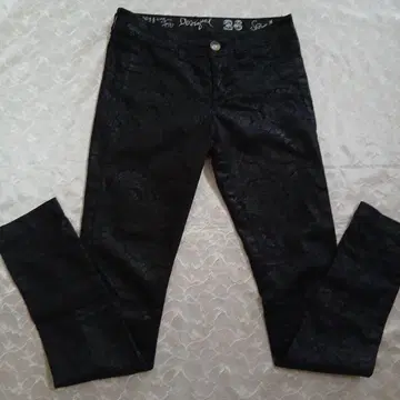 데시구알 팬츠 블랙 패턴 로고 자수 사이즈 26