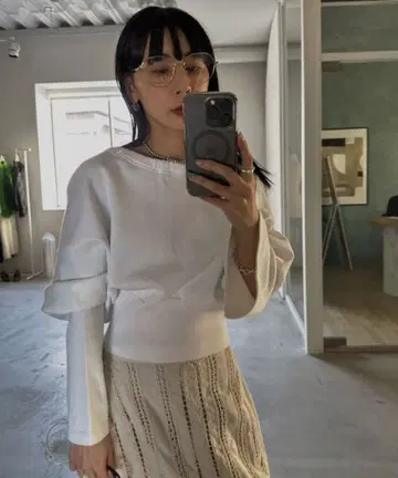 Ameri 2way NECK GATHER RIBBON KNIT TOP