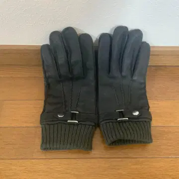 가죽 검은색 장갑 리브 커프스 포함