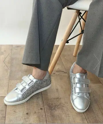 Fin 실버 글리터 벨크로 스니커즈