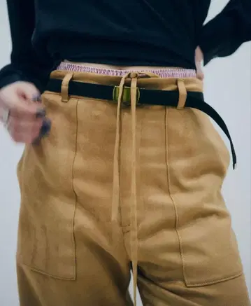 drawstring baker pants [ Camel ]