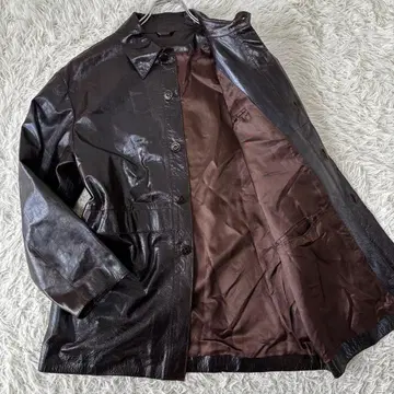 genten 희소품 가죽 자켓 카 코트 히요 디자인 버튼 소가죽