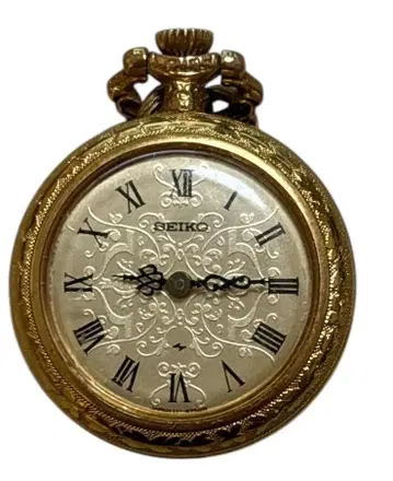 SEIKO 회중시계 11-4740R 펜던트 탑 보태니컬 무늬