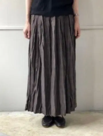 [ mizuiroind ] 주름 가공 글렌체크 플리츠 스커트