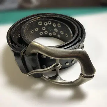 12699 빈티지 스터드 장식 블랙 가죽 벨트