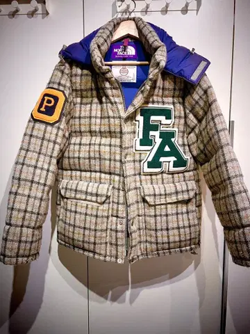 체크 무늬 다운 자켓 FA P 크로스 컨트리