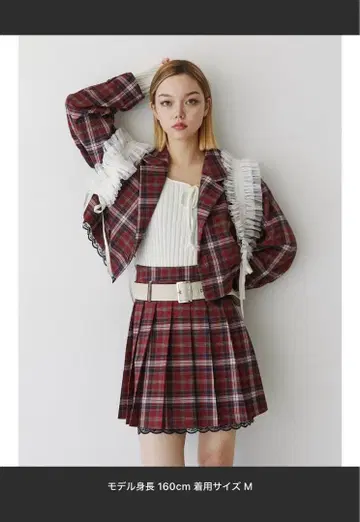 쥬에티 체크 무늬 자켓 & 스커트 셋업 일식