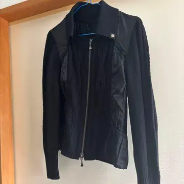 케이블 짜임 니트 블루종 지퍼 포함