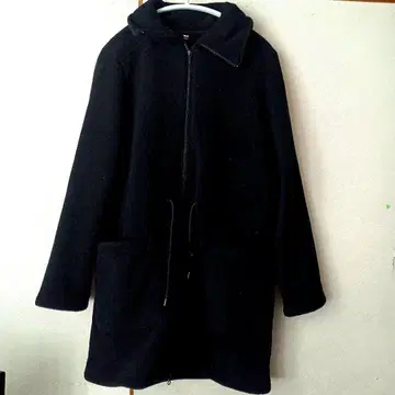 블랙 플리스 롱 코트 유니클로 L 사이즈