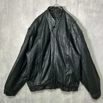 빈티지 가죽 자켓 올 블랙 검정 루즈한 사이즈