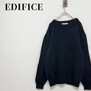 EDIFICE 사이즈 48(L) 울 100% 숄더 버튼 니트 일본제