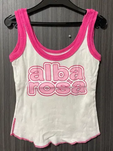 ALBA ROSA 탱크탑 화이트 핑크 로고 새상품급