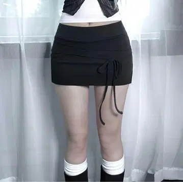 meego 리본 스트랩 스커트 팬츠 블랙