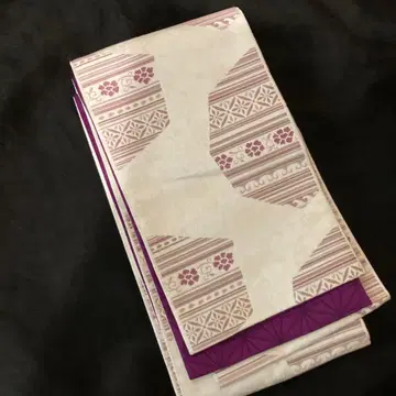 니시진 거북이 등껍질 모양 하나비시 리버서블 츠보 스미레색 반폭 오비