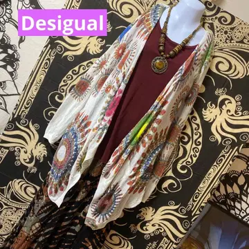 10-57 Desigual 꽃 만다라 가디건 에스닉 아시안
