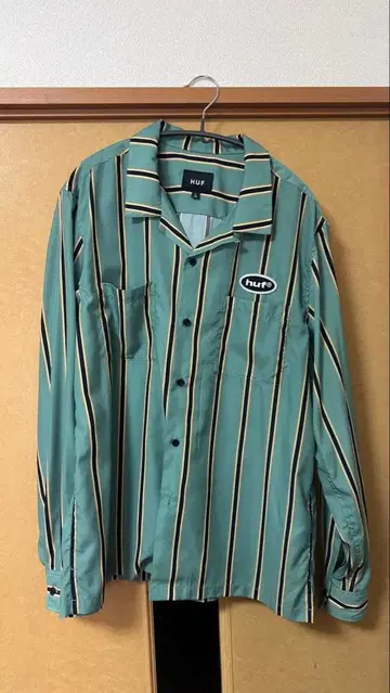 HUF 스트라이프 긴팔 셔츠 그린