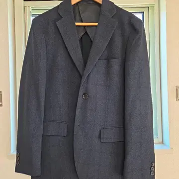 새상품급 hiromichi nakano 네이비 체크 무늬 비즈니스 자켓