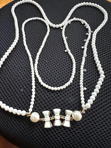 PINK HOUSE 펄 리본 모티브 목걸이