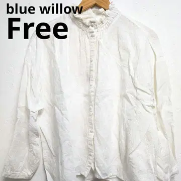 blue willow 린넨 블라우스 긴팔 셔츠 화이트