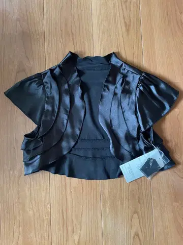 택 포함 새상품 새틴 프릴 프렌치 슬리브 가디건 볼레로 결혼식 2차 모임