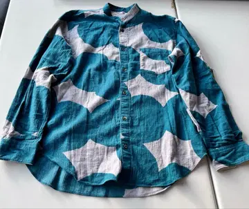 SOU SOU 타카시마치지 스탠드 카라 셔츠 그린 팥알 L 사이즈