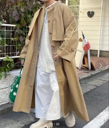 w closet 베이지 롱 코트 트렌치코트